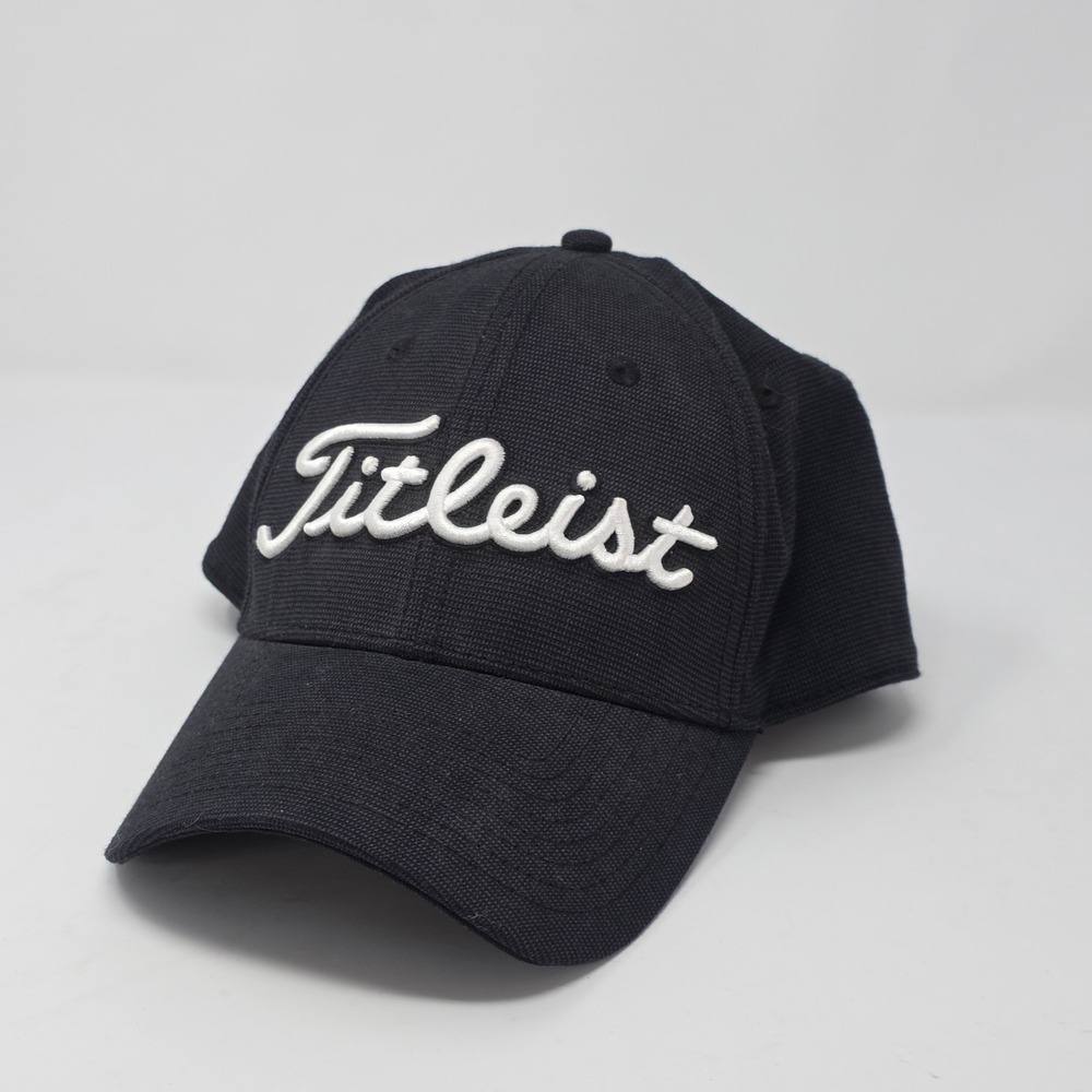 Titleist A-Flex Golf Hat Black White Embroidered Stretch Fit Cap SM